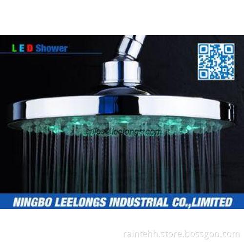 Chrome Green LED Rain Shower Head Water Saver Eco Friendly